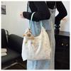 Korean Style Floral Pressed Canvas Tote Bag Large Capacity Women's Shoulder Handbag CLE