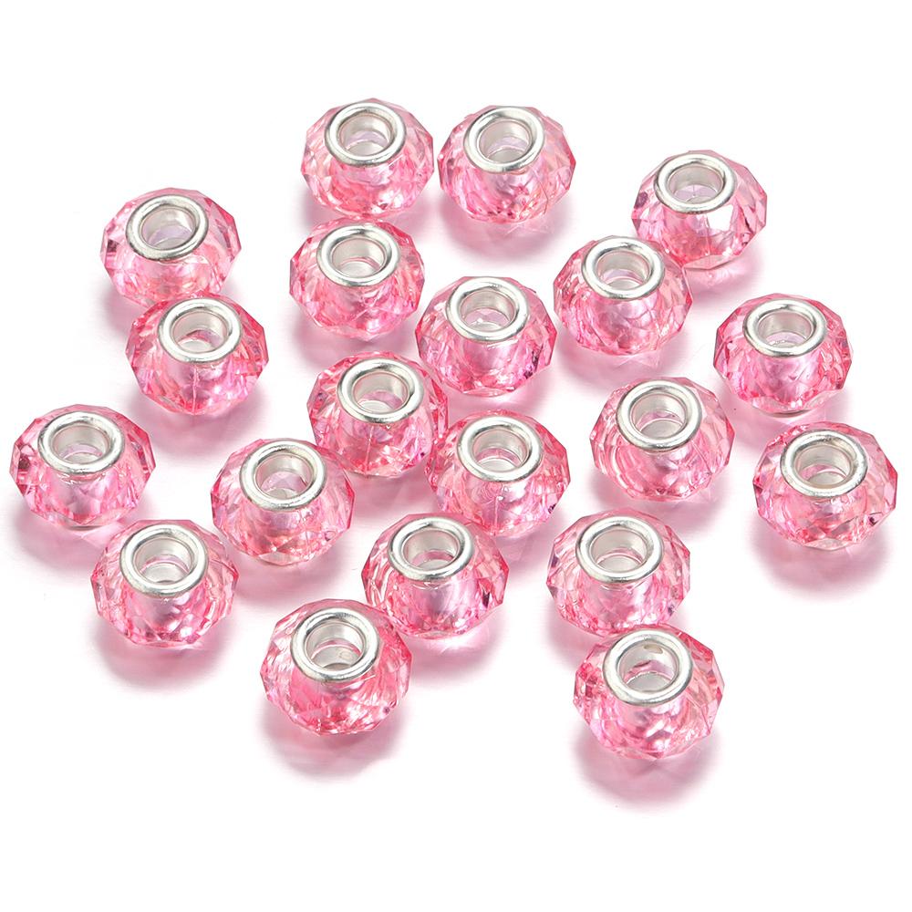 20pcs/Lot Transparent Color Faceted Resin Beads Big Hole Spacer Loose Beads for Jewelry Making DIY Bracelet Necklace
