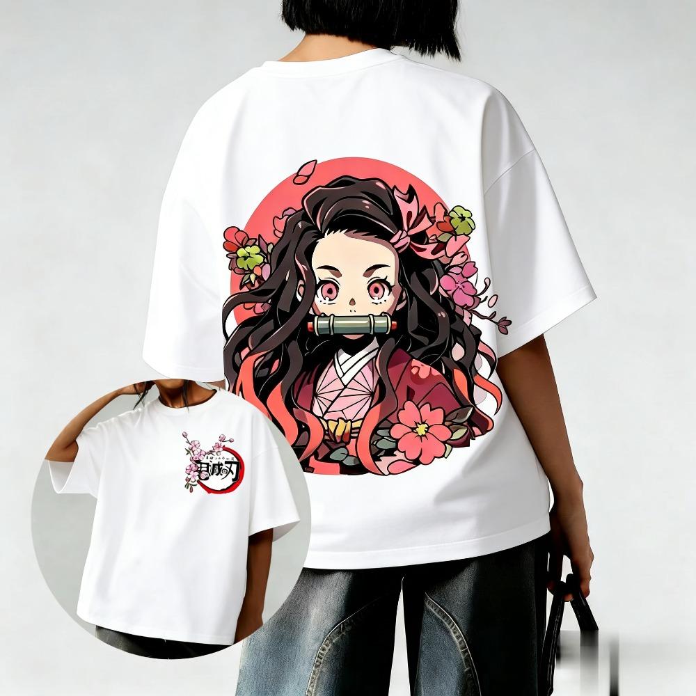 Demon Slayer Anime Printed Unisex and Women Tshirt Couple Street Fashion Casual Unisex and Women Top Summer Harajuku Y2K Streetwear