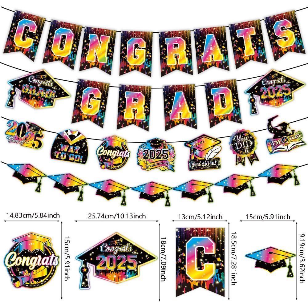 Celebrate 2025 Graduation Banner Paper Graduation Spiral Hanging Decor Classmates