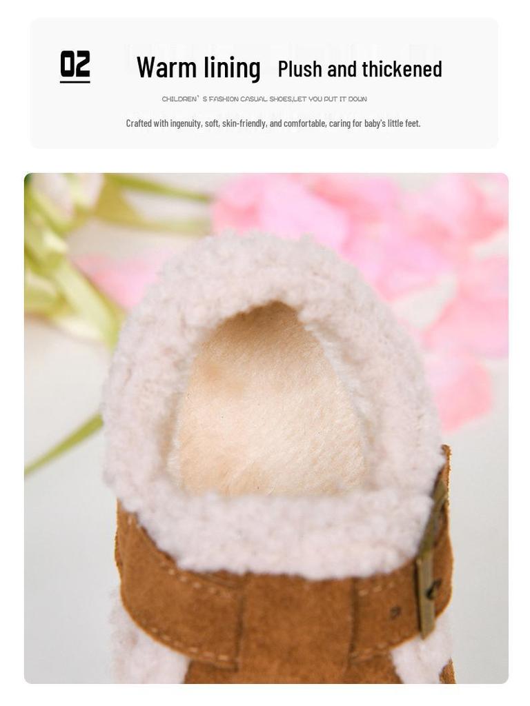 Women's 2025 New Cartoon Fluffy Birkenstock Snow Boots with Thick Sole - Warm and Full Coverage Cotton Shoes