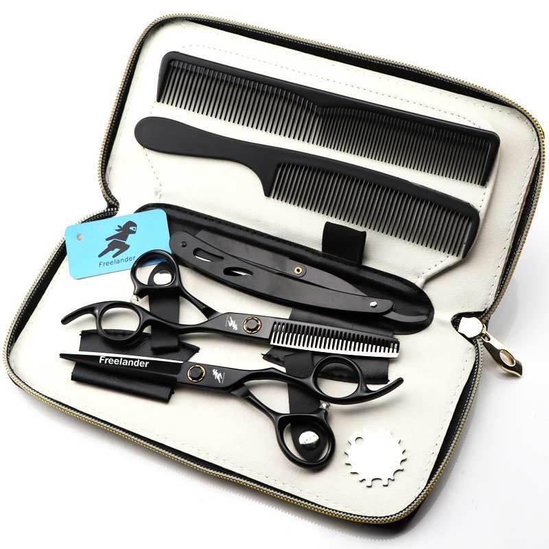 6.0-inch Black Painted Bearing Screw Hairdressing Barber & Thinning Scissors Set