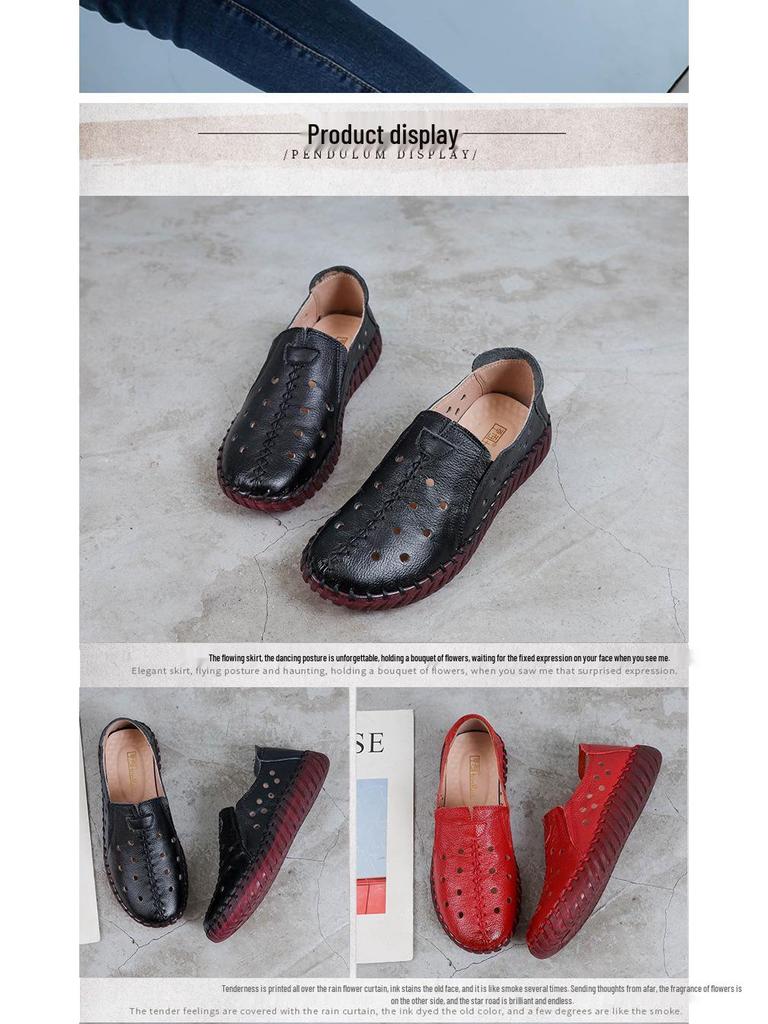 Damen Echte Leder Handgefertigt Bequemschuhe - Weiche Sohle Ballerinas für Alle Jahreszeiten