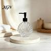 Lotion Glass Container 400ML Beach Seashell Refillable Soap Dispenser, Liquid Hand Bottle Container, Pump for Bathroom Kitchen Countertop Dispenser