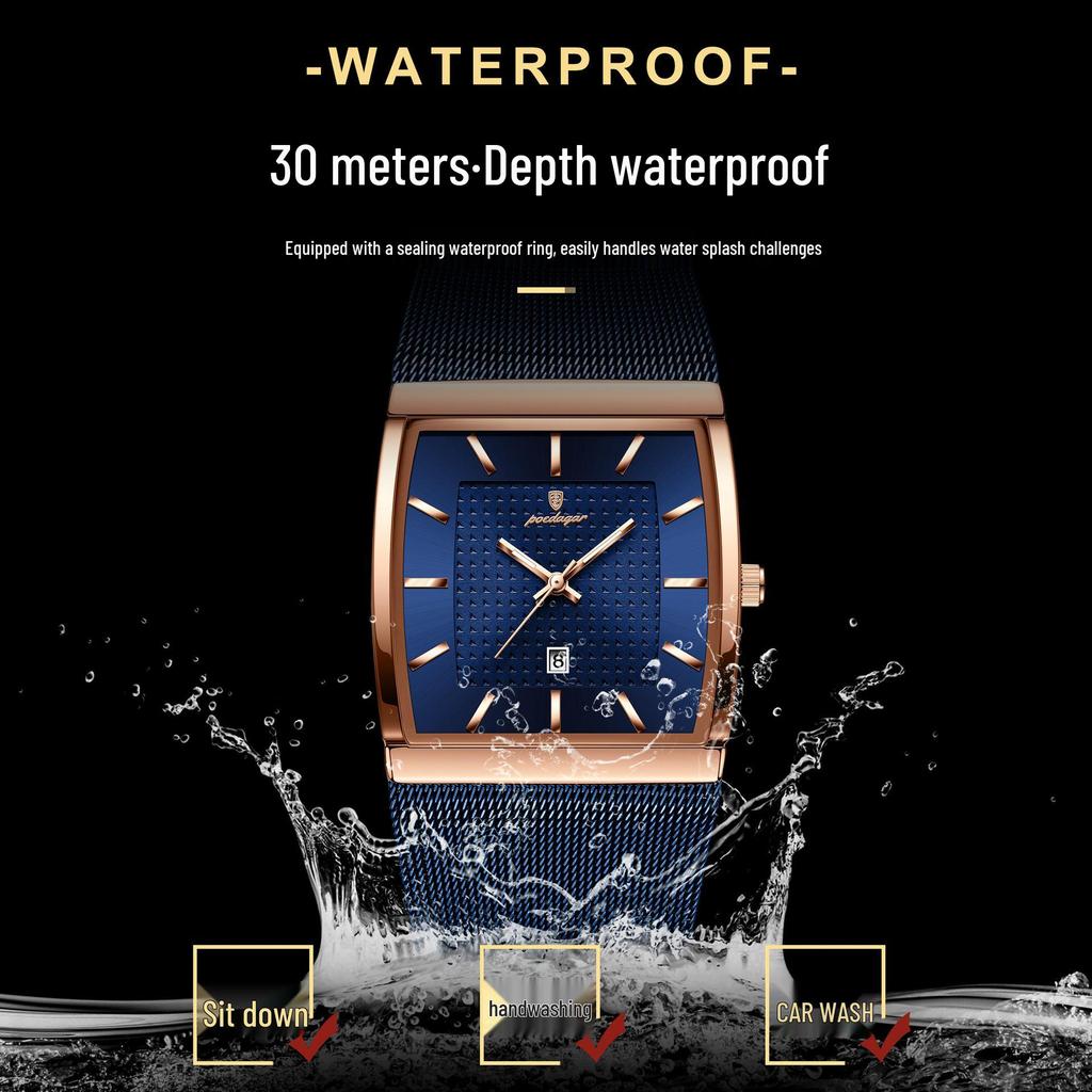 Swiss Men's Ultra-Thin Waterproof Quartz Watch with Calendar and Luminous Features