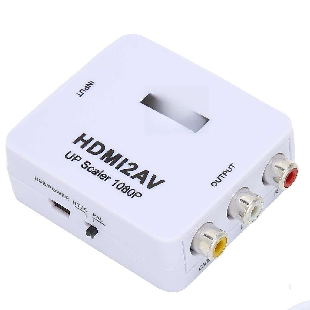 HD Multimedia Interface To AV Converter Adapter for RCA Splitter Switcher 1080P for TVsWhite Tagged 1080P