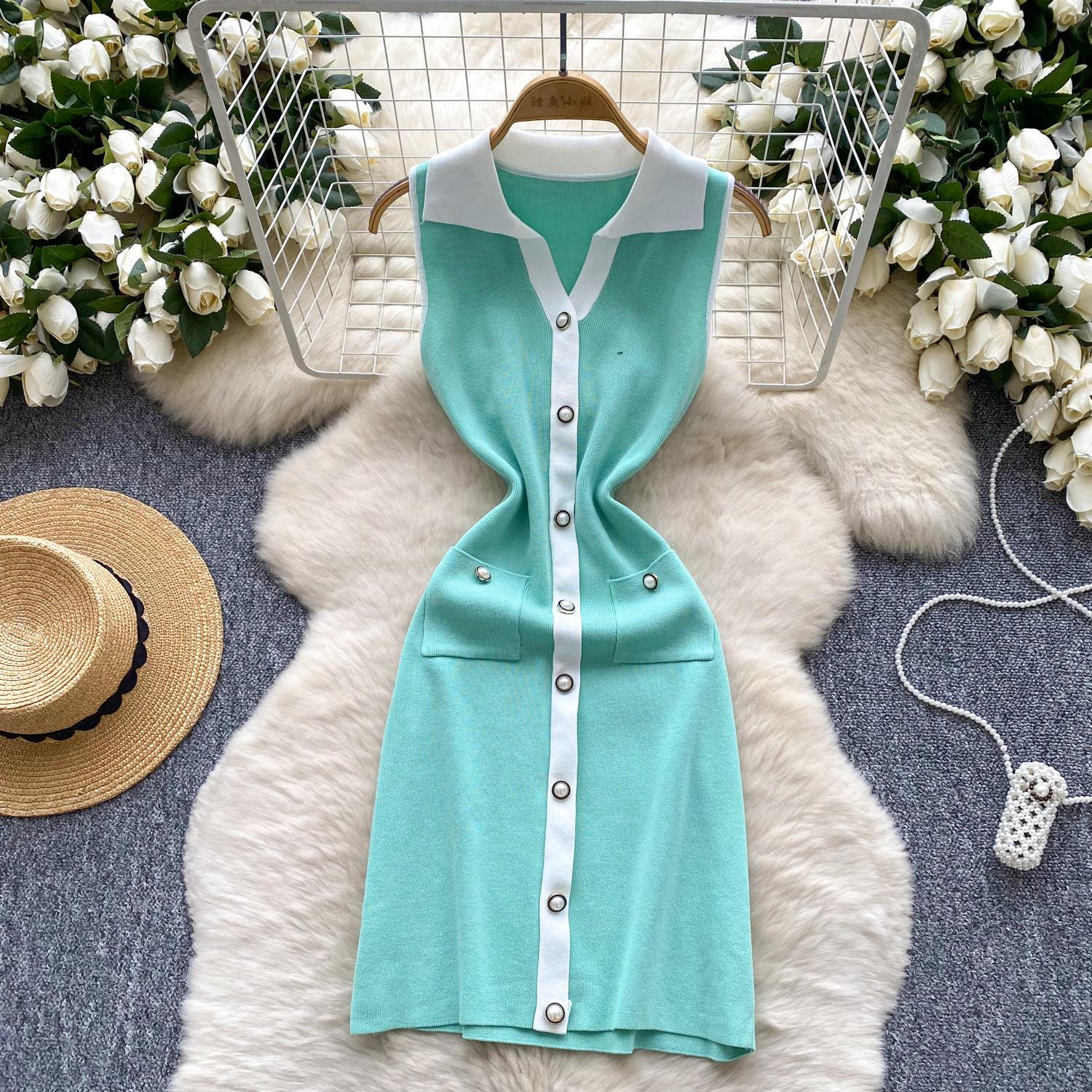 

Новое шикарное модное сексуальное трикотажное мини-платье с запахом и бедрами, женское летнее платье-свитер без рукавов, элегантные офисные женские платья One Size