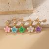 Colorful Flower Dangle Belly Button Rings For Women Girls, Cute Floral Dangle Navel Ring Piercing Jewelry For Summer Party Beach