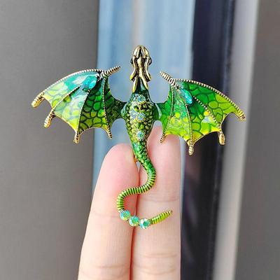 Mode Emaille Drachen Broschen für Männer Frauen Strass Fliegender Drache Kleidung Anzug Party Büro Brosche Anstecknadeln Schmuckzubehör