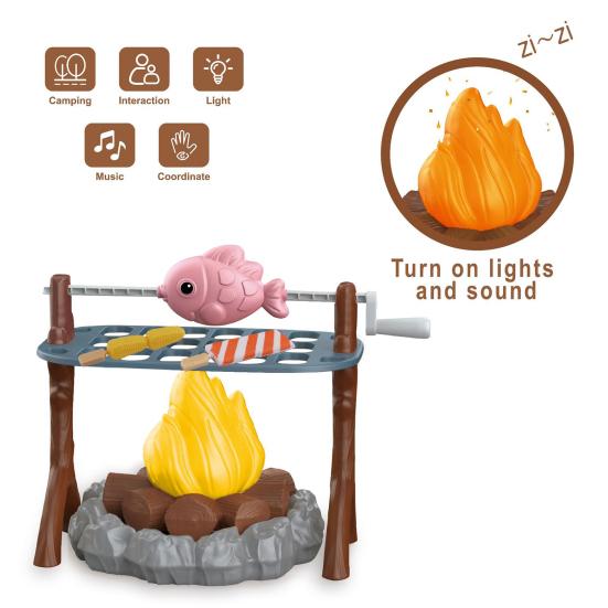40Pcs/Set Campfire Play Food Toy Indoor Outdoor Kids Simulation Camping BBQ Picnic Cooking Accessories Playset Toddler Pretend Kitchen Toy
