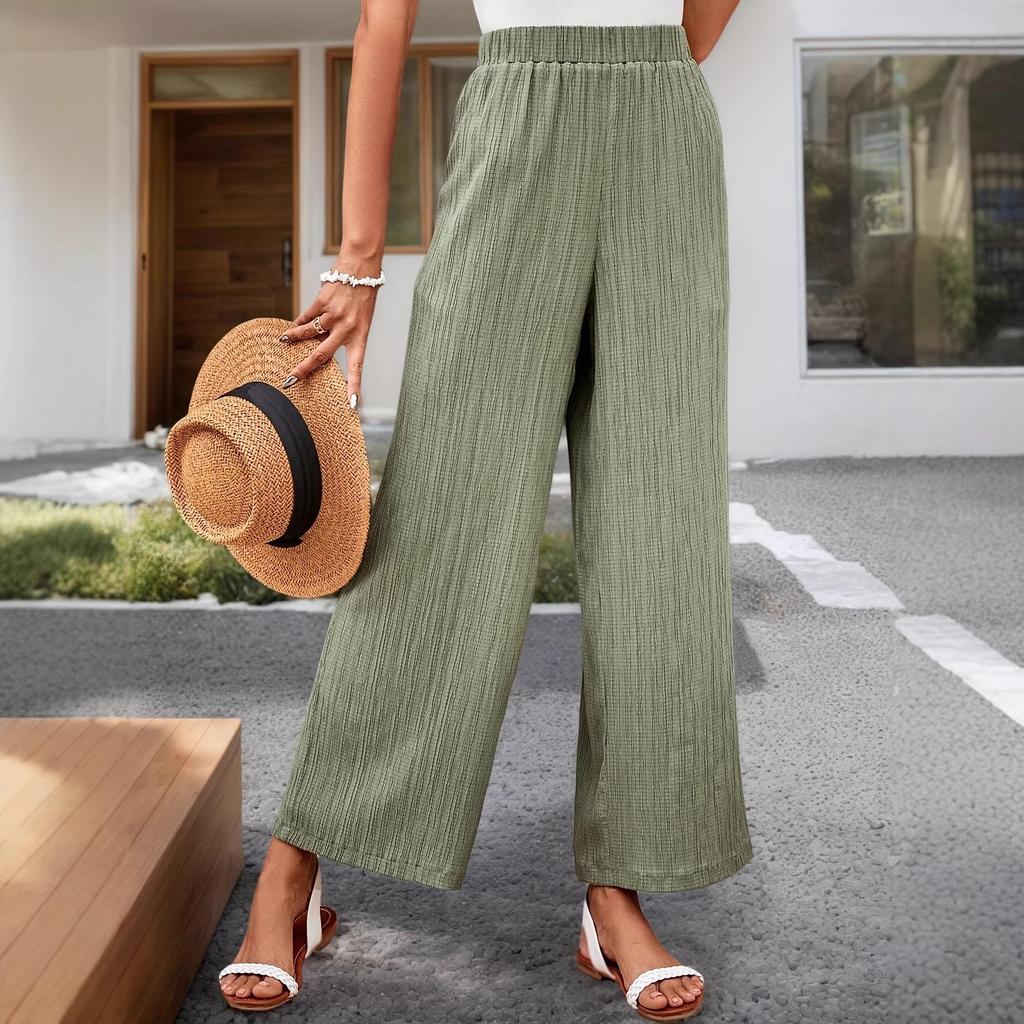 Solid Color Casual Wide-Leg Pants - Stylish Spring/Summer Women's Fashion