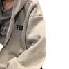 2022 Autumn/Winter Women's Korean Style Letter Print Fleece Zip-Up Hooded Cardigan