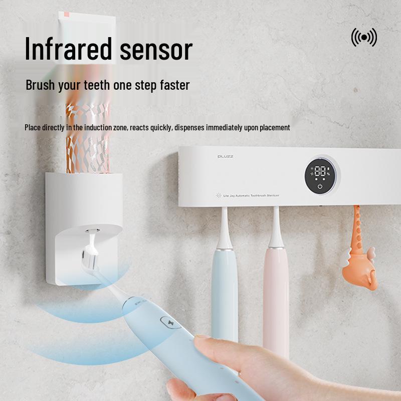 Smart Infrared Sensor Toothpaste Dispenser & Easy-Clean Wall-Mounted Toothbrush Holder