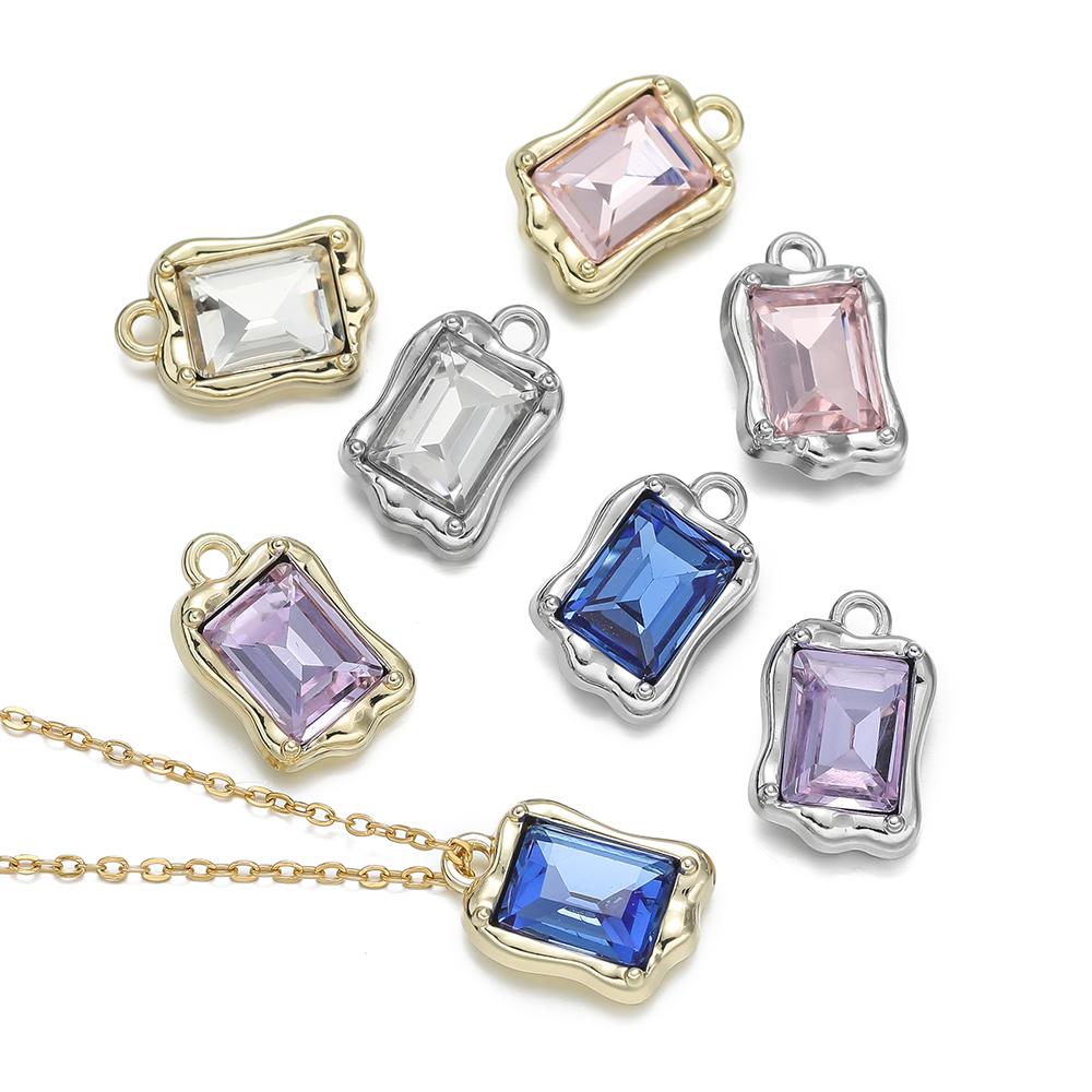 5Pcs/lot Trendy Metal Cubic Zircon Necklace Bracelet DIY Pendants Stone Jewelry Making Accessories Waterproof