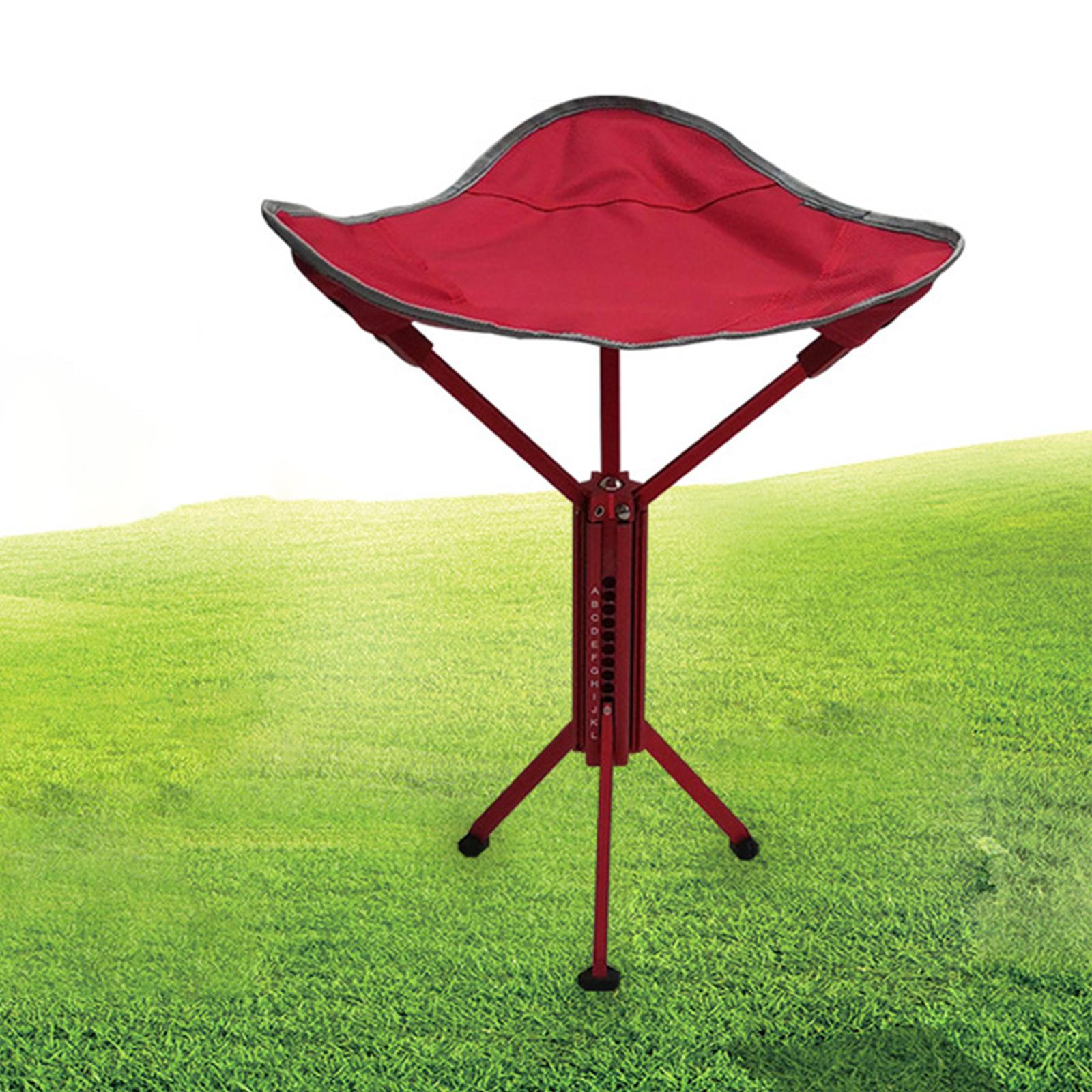 

Camping Stool Fishing Tripod Foot Rest Compact Small Foldable Chair Slacker for Picnic Walking Red