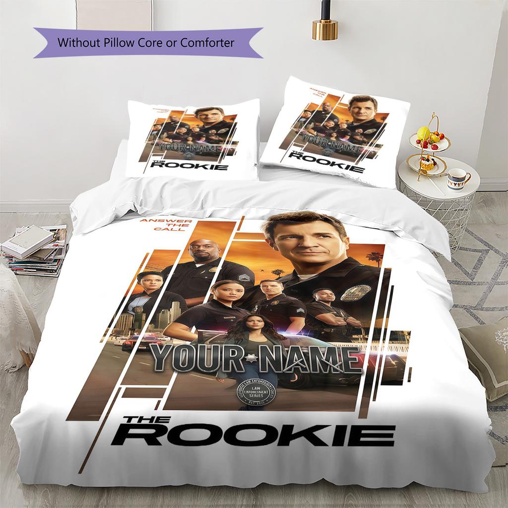The Rookie Benutzerdefinierter Name Muster Bettwäsche Steppdecke Set Bettbezug Kissenbezug Zuhause Geburtstagsgeschenk(1 Bettbezug + 2 Kissenbezüge, ohne Füllung)