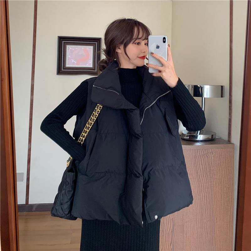 Autumn and winter new down cotton vest women's short loose stand-up collar versatile vest vest jacket women