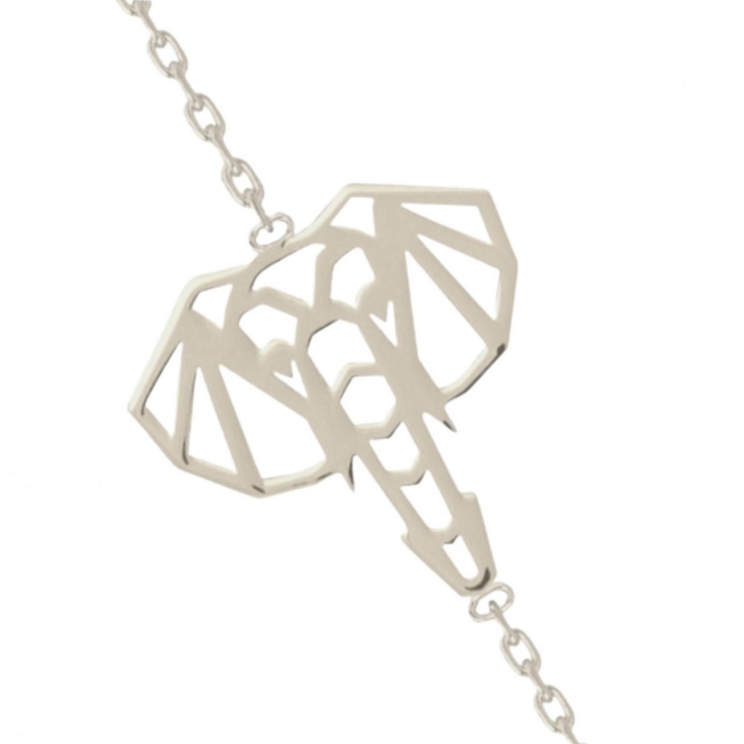 Bracelet breloque totem origami tête d'éléphant en argent 925°/00 - 18cm