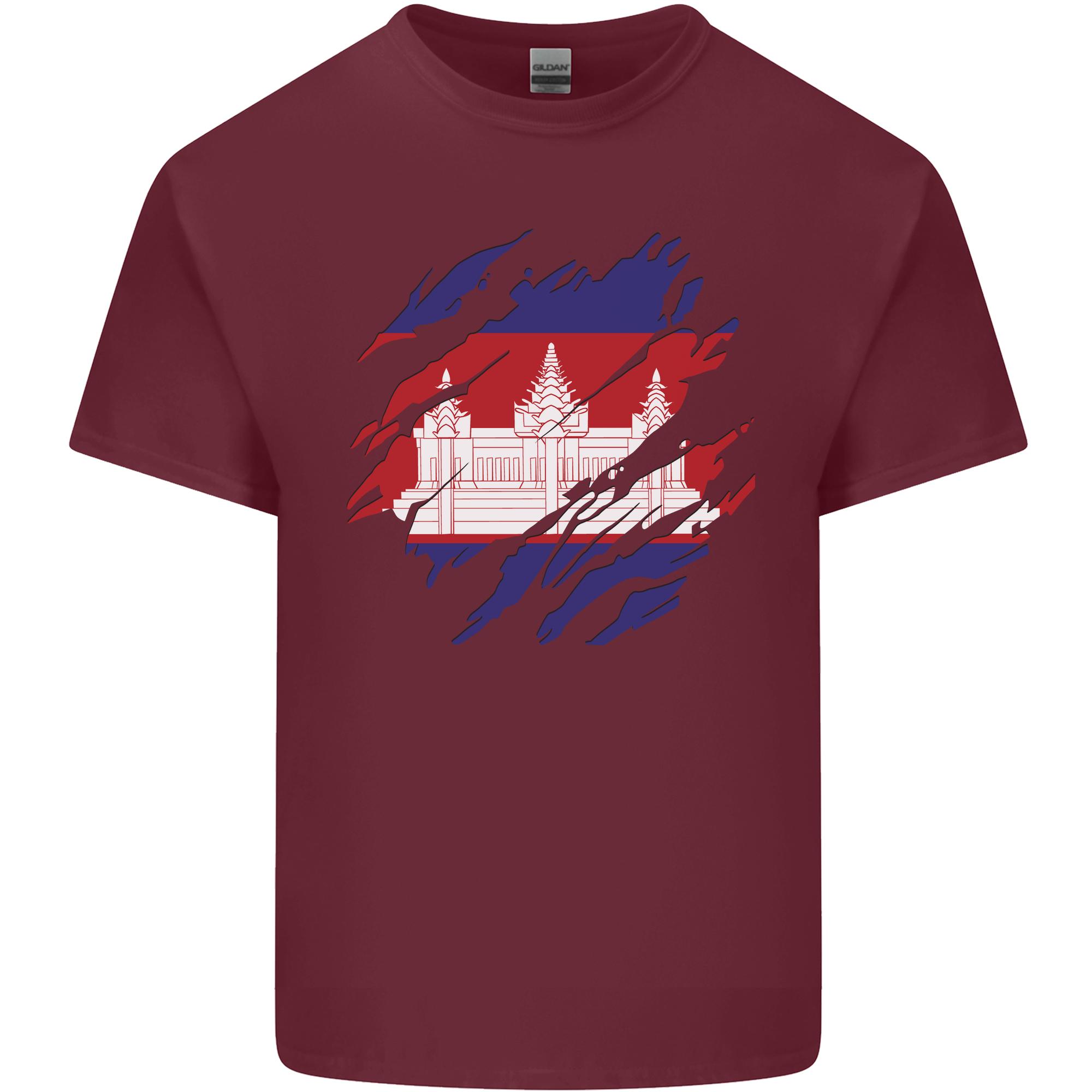 Torn Cambodia Flag Cambodian Day Football Unisexs Light Cotton TShirt S