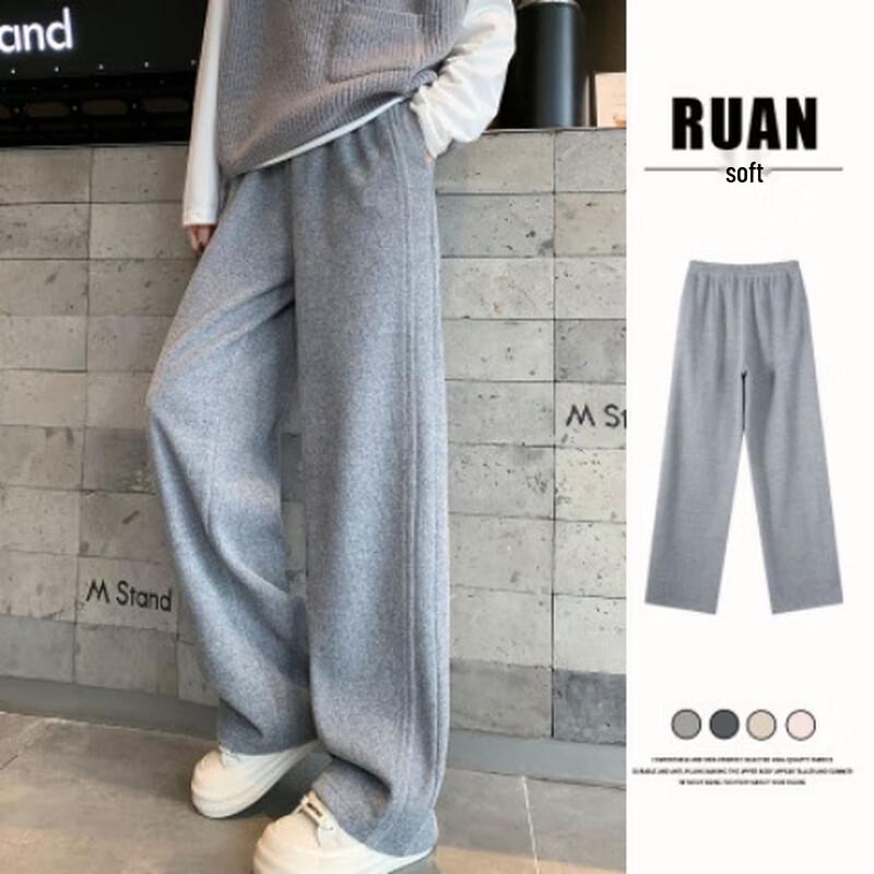 

Women s High-Waist Loose Wide-Leg Casual Trousers L