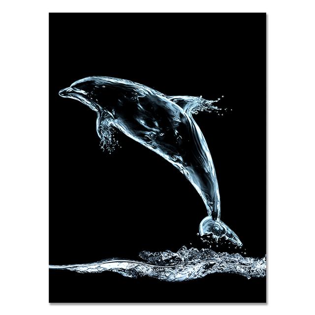 Abstract Water Drop Ocean Wave Fish Canvas Painting Whale Shark Posters Nordic Wall Art Pictures for Living Room Home Decor