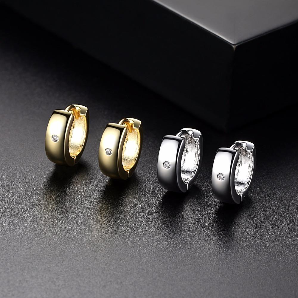 LUOTEEMI Small Hoop Earrings Piercing Huggie Earrings for Women or Men Brincos Jewelry White Cubic Zirconia Earrings