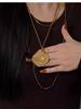 Goldene Drehbare Glücksbringer Acht Schätze Luo Pan Anhänger Halskette - Damen Vintage Chinesischer Stil Accessoire