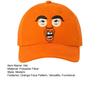 Expressionless Orange Face Golf Hat Extended Brim Adjustable Fit Baseball Cap Cartoon Design Casual Outdoor Hat
