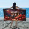 Skull Brightly Colored Flower Beach Towel, Large Microfiber Quick Dry Lightweight Pool Bath Towels Sand Free Beach Blanket for