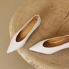 Commuter casual versatile small heel single shoes women's spring and autumn 2025 new pointed head shallow mouth short heel soft leather high heels