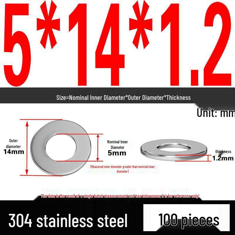 Thickened 304 Stainless Steel Flat Washer Spacer (M2-M36)