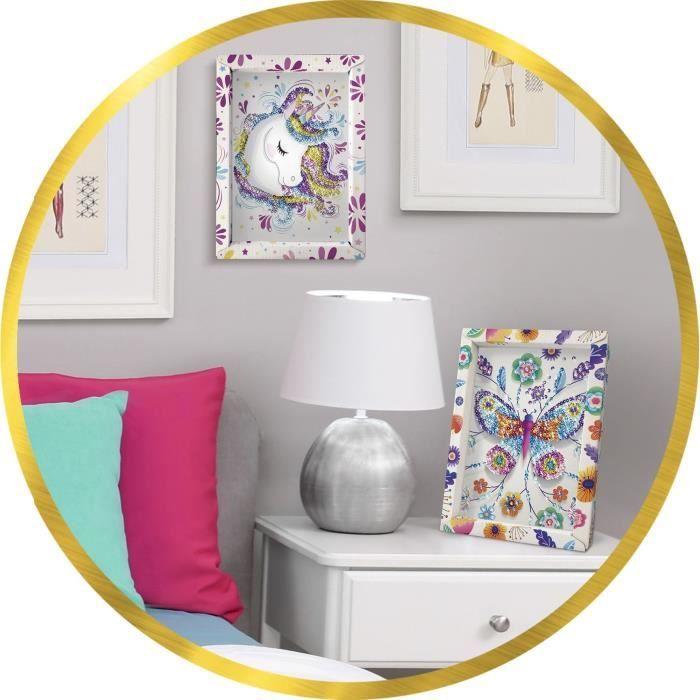 Kit loisir créatif - Licorne - Illustration avec sequins - Pour enfant à partir de 7 ans - Blanc