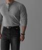 Baulopeulodeogteu Soft Ribbed Muscle Henley Neck Knit Tee [Gray]