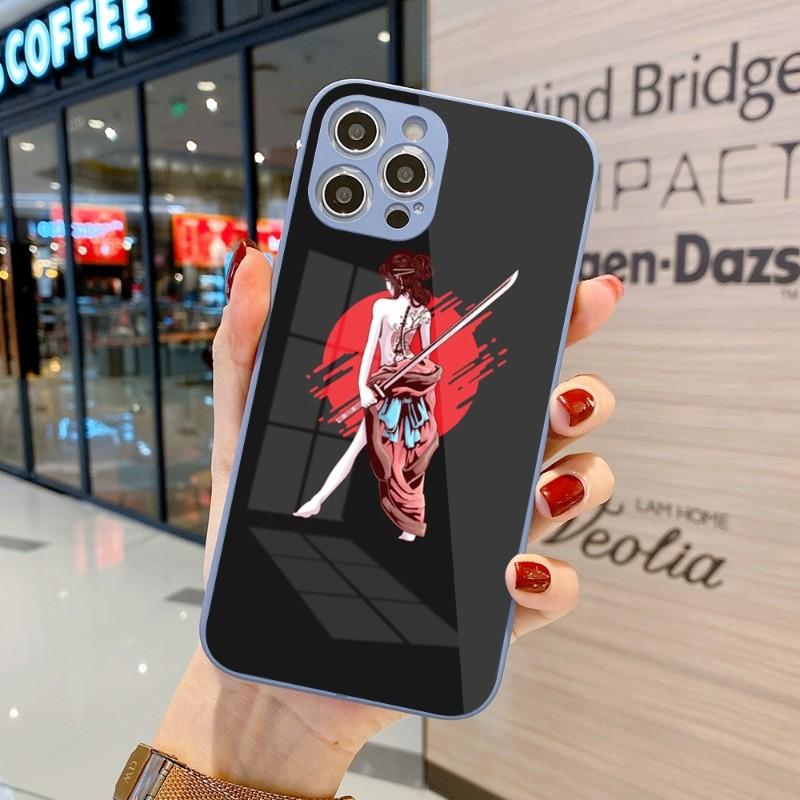 Samurai Gril Women Phone Case For IPhone 14 13 12 11 Pro Max X XR XS 8 7 Plus Liquid Glass Color Phone Cover