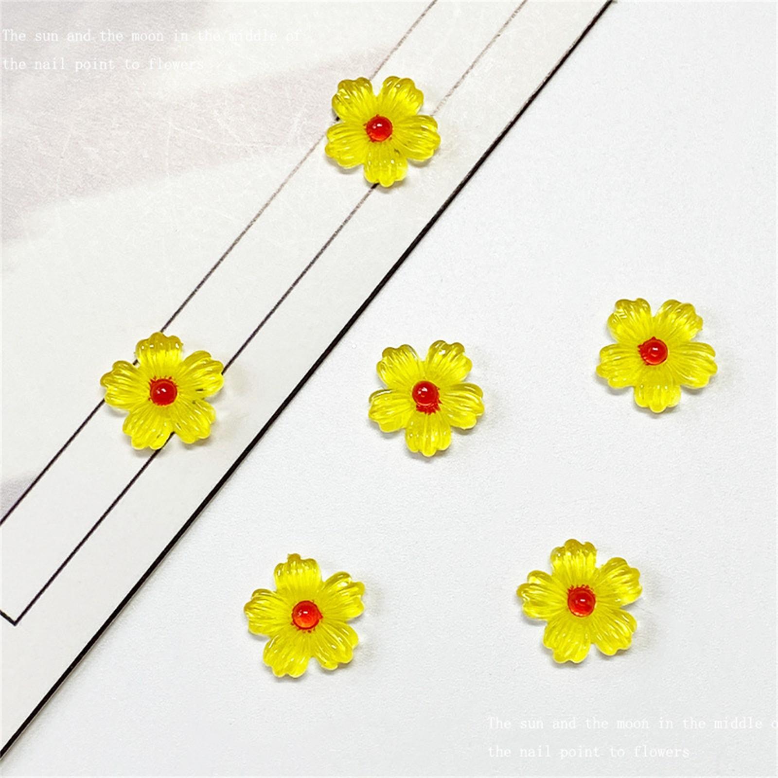 

50 шт. 10 мм смоляные 3D цветные цветы плоские стразы скрапбукинг свадебные аппликации декор ремесла One Size жёлтый