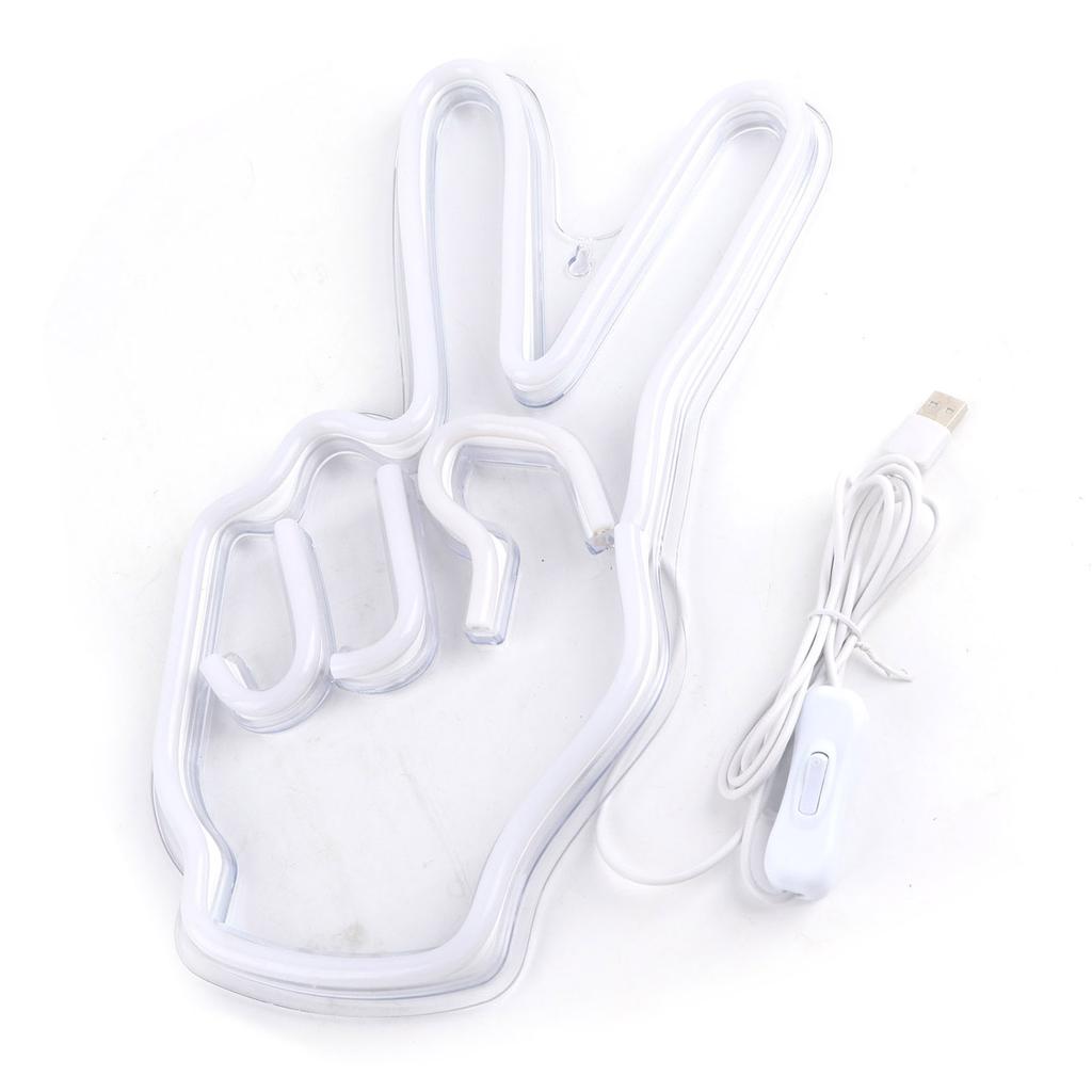 Neon Sign Light Innovative Victory Gesture Decorative Lamp USB Powered for Bedroom Cabinet Shelf