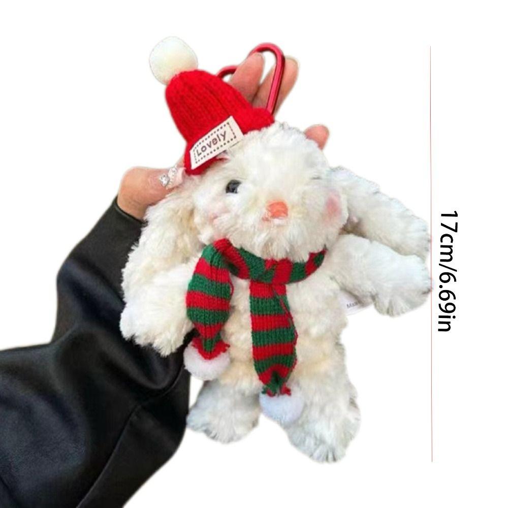 Cartoon Cartoon Plush Keychain Soft Plush Doll Key Ring Cute Christmas Rabbit Pendant  Girls