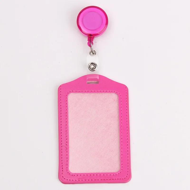 Women Man Bank Credit ID Card Holders Bus Identity Badge Protector Cover Bus Card Covers with Retractable Reel Office Supply