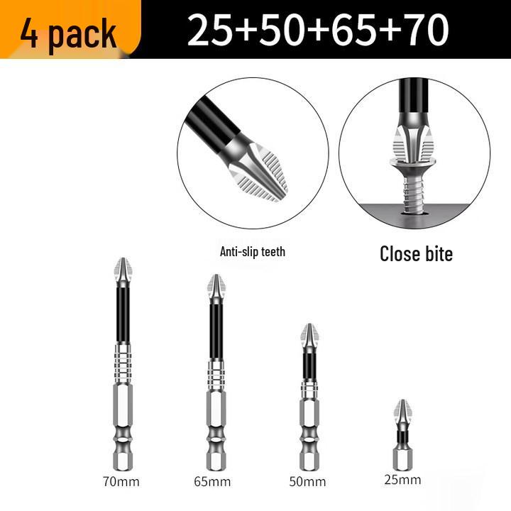 Impact-Resistant Non-Slip Phillips Head Bits: Strong Magnetic, High Hardness, Hex Wind Set for Electric Drills and Screwdrivers.