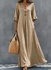 Women's autumn new solid color V-neck dress, fashionable temperament loose pendulum dress