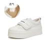 Leather Little White Shoes Women's Spring New Velcro Bread Shoes Women's Casual Muffin Shoes Thick-soled Heightening Women's Shoes