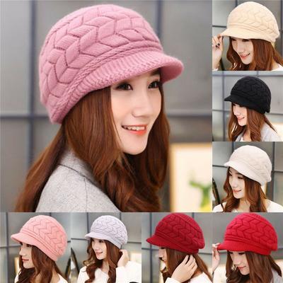 New Style Knitted Keep Warm Outdoor Beanie Hat Women Bonnet Warm Cap