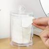 Round Acrylic Dustproof Cotton Swab Box with Lid Makeup Storage Organizer