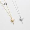 Elegant Star Charm Mini Eight-Pointed Necklace for Women, Rhinestone Gold Pendant Necklace, Chain Statement Jewelry Gift Her