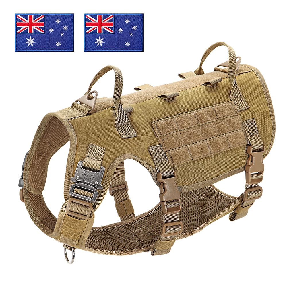 Military Tactical Big Dog Harness Vest Durable Nylon Dog Training Harnesses with Flags Adjustable for Large Dogs German Shepherd