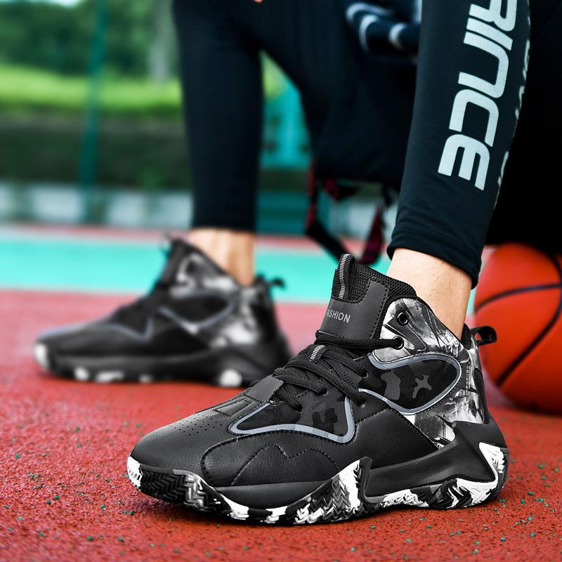 Practical Basketball Shoes Autumn and Winter Leather Waterproof Sports Shoes Large Size Casual Running Shoes