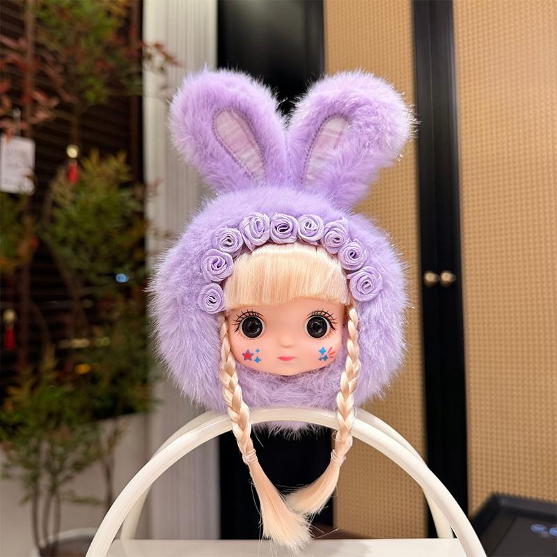 Cute Rabbit Ears Vinyl Face Plush Doll Series Pendant Backpack Hangings Decoration Gifts