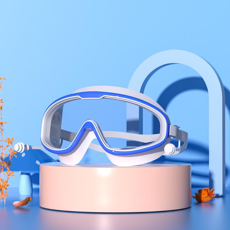 Children's Swimming Goggles Girls Boys Large Frame Waterproof Anti-fog HD Transparent Student Baby Swimming Glasses