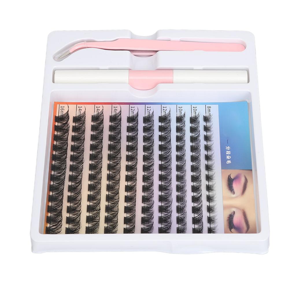 DIY Eyelash Extension Kit 120pcs Clusters 8‑16mm Individual Lash Extension Kit with 2ml Dual Use Glue Lash Tweezers