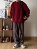 Unisex Wine Red Thick Warm Round Neck Long Sleeve Hoodie
